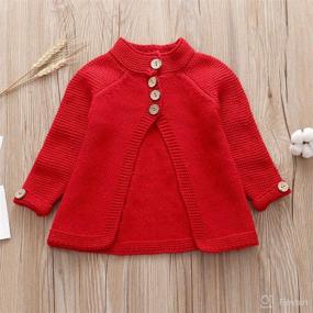 img 3 attached to 🧥 Adorable Toddler Baby Girls Autumn Winter Knitted Sweater Cardigan Cloak: Warm & Trendy Button-Up Thick Coat