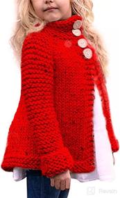 img 4 attached to 🧥 Adorable Toddler Baby Girls Autumn Winter Knitted Sweater Cardigan Cloak: Warm & Trendy Button-Up Thick Coat