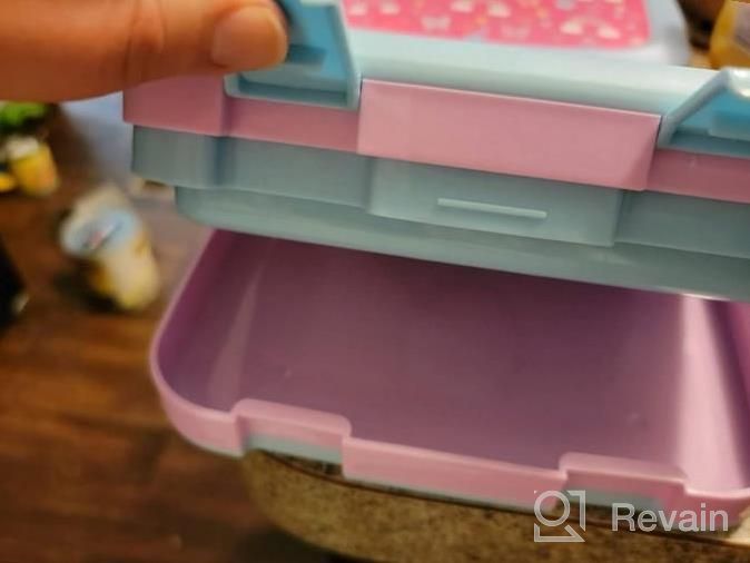 img 1 attached to Colorful Leakproof Bento Lunch Box - 4 Compartments, Utensils Included - Perfect For Kids And Adults! review by Nicole Brown