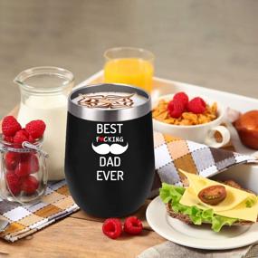 img 1 attached to Cheers To The Best Dad Ever: Stainless Steel Vacuum Insulated Wine Glass Tumbler With Lid And Straw