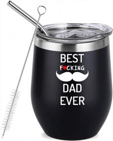 img 4 attached to Cheers To The Best Dad Ever: Stainless Steel Vacuum Insulated Wine Glass Tumbler With Lid And Straw