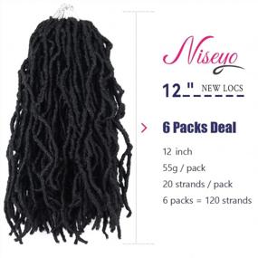 img 3 attached to New Faux Locs Crochet Hair - 12 Inch, 1B; Pre-Looped, Short Soft Locs Braids - Pack Of 6 With 120 Strands - By Niseyo