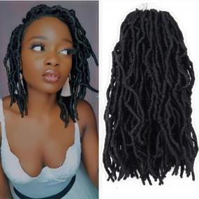 img 4 attached to New Faux Locs Crochet Hair - 12 Inch, 1B; Pre-Looped, Short Soft Locs Braids - Pack Of 6 With 120 Strands - By Niseyo