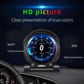 img 1 attached to Цифровой спидометр OBDII HUD - дисплей автомобиля ACECAR с отображением скорости автомобиля, оборотов в минуту, часов и предупреждения о превышении скорости