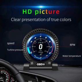 img 1 attached to Digital OBDII Speedometer HUD - ACECAR Car Head Up Display With Vehicle Speed, RPM, Clock & OverSpeed Warning