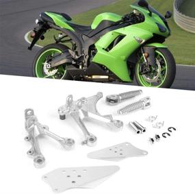 img 1 attached to Front Rider Foot Pegs Bracket For Kawasaki Zx6R 2005 2006 2007 2008 ZX636 2005 2006