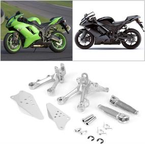 img 3 attached to Front Rider Foot Pegs Bracket For Kawasaki Zx6R 2005 2006 2007 2008 ZX636 2005 2006