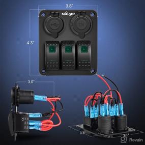 img 3 attached to Nilight 3 Gang Rocker Switch Panel: USB Charger, Cigar Lighter, 12V 24V Toggle Switch - Green Glow, Cars Rvs Trucks - 2 Year Warranty