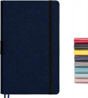 блокнот dotted journal bullet с держателем для ручек, 5,25 x 8,25 дюйма, кожаный чехол, бумага премиум-класса 100 г/м² (синий, точечная сетка) логотип