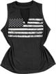 women's sleeveless v-neck tank top with american flag print and hollow out detail logo