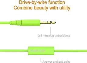 img 1 attached to 🎧 MAXROCK MINi5 Comfort-fit Headphones with Mic - Green, Wired Cellphone Earbuds with 3.5mm Jack