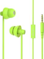 🎧 maxrock mini5 comfort-fit headphones with mic - green, wired cellphone earbuds with 3.5mm jack логотип