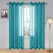 dwcn turquoise faux linen sheer curtains - grommet voile window curtain drapes for bedroom living room 52 x 90 inches long, set of 2 logo
