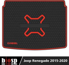 img 3 attached to 🚗 Biosp Car Rear Trunk Mat Cargo Liner for Jeep Renegade 2015-2019: All-Weather Black Red Heavy-Duty Rubber Custom Fit - Waterproof & Odorless