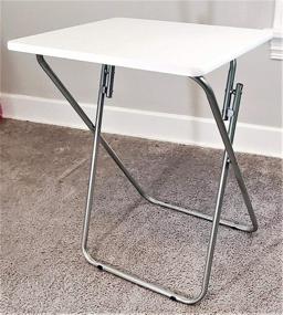 img 2 attached to Set Of 2 White Folding TV Tray Tables For Eating - 19 X 15 X 26 Inches By EHemco