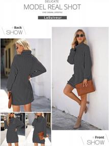 img 1 attached to Women'S High Neck Cable Knitted Pullover Sweater Dress - LaSuiveur Batwing Sleeve Oversize Mini Dresses