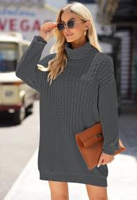 img 2 attached to Women'S High Neck Cable Knitted Pullover Sweater Dress - LaSuiveur Batwing Sleeve Oversize Mini Dresses