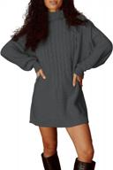 women's high neck cable knitted pullover sweater dress - lasuiveur batwing sleeve oversize mini dresses logo