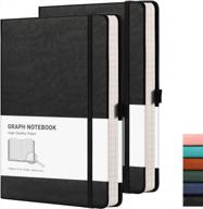 2 pack rettacy graph grid paper notebook - 384 pages, hard cover, 100gsm thick graph paper, 5.75" x 8.38 логотип