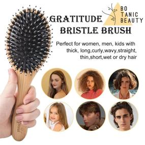 img 2 attached to Boar Bristle Hairbrush Set For Thick Curly Long Wet Or Dry Hair - Best Oval Paddle Bamboo Brush To Reduce Frizz, Make Hair Smooth & Shiny