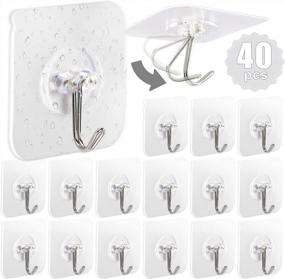 img 4 attached to Secure, Waterproof, And Versatile: AROIC Heavy Duty Adhesive Hooks – 40-Pack