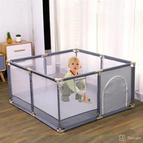 img 4 attached to 🧸 Vaughen Baby Playpen: Large Safety Playard for Toddlers, Indoor & Outdoor Activity Center - Grey, 47.2*47.2*25.6in
