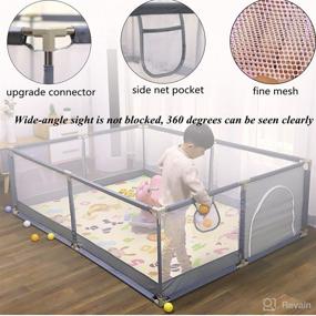 img 1 attached to 🧸 Vaughen Baby Playpen: Large Safety Playard for Toddlers, Indoor & Outdoor Activity Center - Grey, 47.2*47.2*25.6in