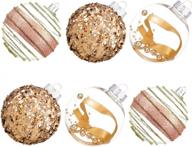 сверкающие рождественские украшения из розового золота - небьющийся набор из 12 штук для украшения рождественской елки и праздничных вечеринок логотип