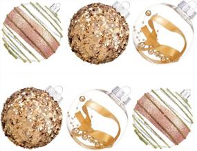 img 4 attached to Sparkling Rose Gold Christmas Ball Ornaments - 12 Count Shatterproof Set For Xmas Tree Decoration And Holiday Parties