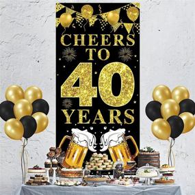 img 2 attached to Черно-золотой баннер на 40-й день рождения - отпразднуйте 40-летие приветствия до 40-летнего дверного знака и праздничных принадлежностей, идеальный 40-летний фон для плаката на день рождения для реквизита для фотобудки