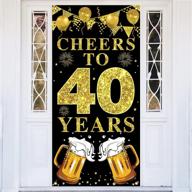 black and gold 40th birthday door banner - celebrate 40 years with cheers to 40 years door cover sign and party supplies, perfect 40 year old birthday poster background for photo booth props logo