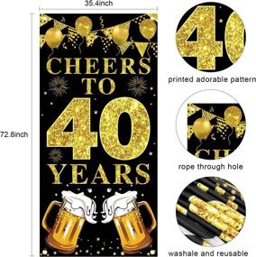img 3 attached to Черно-золотой баннер на 40-й день рождения - отпразднуйте 40-летие приветствия до 40-летнего дверного знака и праздничных принадлежностей, идеальный 40-летний фон для плаката на день рождения для реквизита для фотобудки