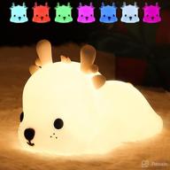 🦌 kids room night light, cute deer lamp animal -birthday gift for teen girls, kawaii bedroom decor, rechargeable silicone portable nursery nightlight with 7 colors логотип