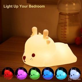 img 2 attached to 🦌 Kids Room Night Light, Cute Deer Lamp Animal -Birthday Gift for Teen Girls, Kawaii Bedroom Decor, Rechargeable Silicone Portable Nursery Nightlight with 7 Colors