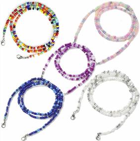 img 4 attached to Stylish Beaded Mask And Eyeglass Lanyard Set For Women And Kids - Glasses Holder Strap And Mask Chain With Comfortable Neck Lanyard - Available In 4 Or 5 Piece Sets