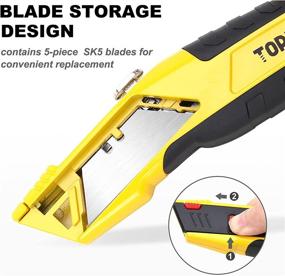 img 2 attached to 🔪 Heavy Duty Auto-Loading Utility Knife with Quick Blade Change - Safe Box Cutter Retractable Knife with Blade Storage and 5-Piece SK5 Blades Included