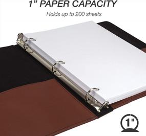 img 3 attached to Tan Leather 3 Ring Binder With Contrast Stitching - Portfolio Organizer For 8.5 X 11" Documents, 1" Capacity By Samsill