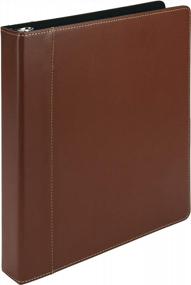 img 4 attached to Tan Leather 3 Ring Binder With Contrast Stitching - Portfolio Organizer For 8.5 X 11" Documents, 1" Capacity By Samsill