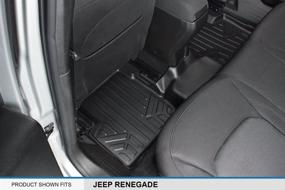 img 1 attached to 🚗 Custom Fit 2 Row Black Floor Mat Liner Set for 2015-2021 Jeep Renegade by SMARTLINER - All Weather Compatibility