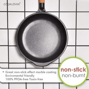 img 1 attached to COOKLOVER Nonstick Saute Pan With Lid - 100% PFOA Free Cookware For Induction Cooking & Stir Frying - 9.5 Inch Black Skillet