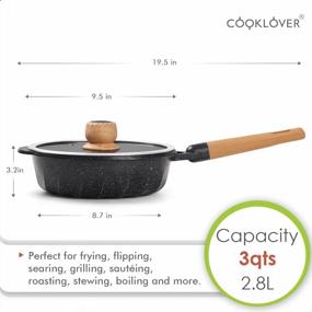img 2 attached to COOKLOVER Nonstick Saute Pan With Lid - 100% PFOA Free Cookware For Induction Cooking & Stir Frying - 9.5 Inch Black Skillet