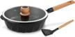 cooklover nonstick saute pan with lid - 100% pfoa free cookware for induction cooking & stir frying - 9.5 inch black skillet logo