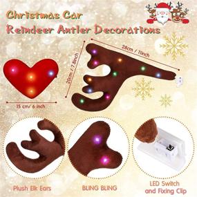 img 3 attached to 🦌 2-Piece Car Reindeer Antler Kit with LED Lights & Hanging Santa Claus Legs – Christmas Auto Accessories for Festive Car Decorations