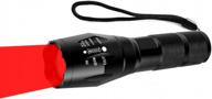 тактический фонарь с красным светодиодом, одиночным режимом работы, с возможностью зума и водонепроницаемостью для охоты и наблюдения за ночным небом. логотип