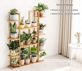 img 3 attached to Indoor Outdoor Flower Pot Rack: 9-Tier Bamboo Shelf Display Holder For 17 Potted Plants, Perfect For Patio, Garden, Balcony, Or Living Room Décor