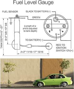 img 2 attached to 🌕 Black Fuel Level Gauge - 52mm, 2-inch E-1/2-F Pointer 12V, Universal Fuel Tank Meter with LED Backlight for Car RV Yacht Boat Motorcycle - Wonfly