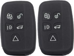 img 4 attached to 🔑 2-Pack Black Silicone Case Covers for Land Rover LR2 LR4 Discovery Range Rover Sport Evoque Key Fobs - Remote Smart Key Protector Holder