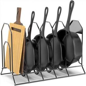 img 3 attached to MUDEELA Heavy Duty Pan Organizer Rack - 6 Tiers For Cast Iron Skillets, Griddles And Shallow Pots, Durable Steel Construction With No Assembly Required, Ideal For Kitchen Cabinet Storage