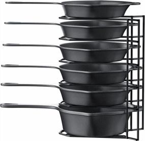 img 4 attached to MUDEELA Heavy Duty Pan Organizer Rack - 6 Tiers For Cast Iron Skillets, Griddles And Shallow Pots, Durable Steel Construction With No Assembly Required, Ideal For Kitchen Cabinet Storage