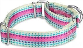 img 3 attached to Dazzber Fashion Print And Unique Geometric Pattern Martingale Dog Collar, Silky Soft Safety Training Collars For Small To Large Dogs (Medium, 1 Inch Wide, Candy Purple)